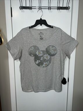 Women’s Disney Mickey Mouse Grey Floral Daisy Graphic Tee